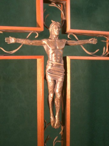 Processional Cross, Bronze and wood, 32” high