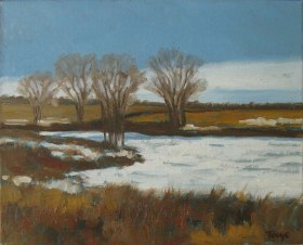 Winter Pond, Oil on canvas, 8 x 10