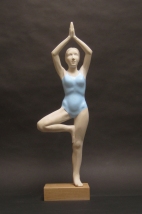 Yoga Figure, Basswood/acrylic paint, 20” high